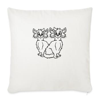 2 Katzen Mädchen Frauen Freundinnen Schleife Team - Sofakissenbezug 45 x 45 cm - Naturweiß  - Vorne