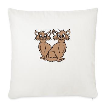2 Katzen Mädchen Frauen Freundinnen Schleife Team - Sofakissenbezug 45 x 45 cm - Naturweiß  - Vorne