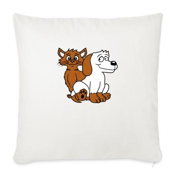 Dog Cat Two Friends Team Kitten 2 Duo Crew - Sofa pillowcase 17,3'' x 17,3'' (45 x 45 cm) - natural white - Front