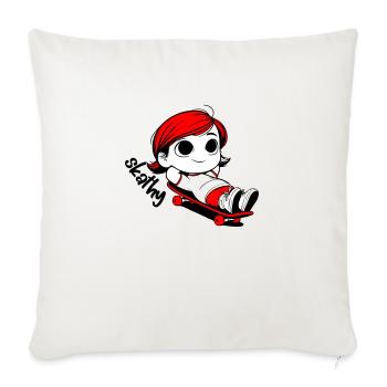 Kathy se relaxant sur une planche à roulettes. - Housse de coussin décorative 45 x 45 cm - blanc nature - Devant