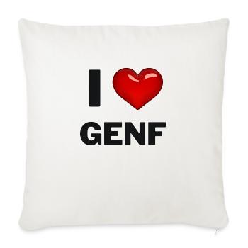J’aime Genève - Housse de coussin décorative 45 x 45 cm - blanc nature - Devant