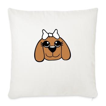 Dog Face Girl Cute Bow Female Woman - Sofa pillowcase 17,3'' x 17,3'' (45 x 45 cm) - natural white - Front