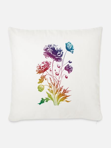 Mohnblume, Mohn, Klatschmohn, Blume, Garten, Natur - Sofakissenbezug 45 x 45 cm - Naturweiß