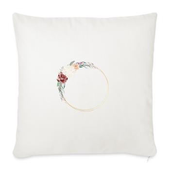 Couronne de fleurs personnalisable - Housse de coussin décorative 45 x 45 cm - blanc nature - Devant