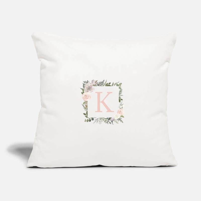 K Monogram Eucalyptus Boho Housse de coussin décorative 45 x 45 cm