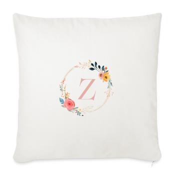 Z Monogram Floral, Floral Wreath, Personalizable - Sofa pillowcase 17,3'' x 17,3'' (45 x 45 cm) - natural white - Front