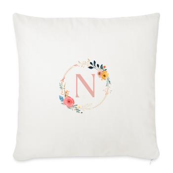 N Monogram Floral, Floral Wreath, Personalizable - Sofa pillowcase 17,3'' x 17,3'' (45 x 45 cm) - natural white - Front