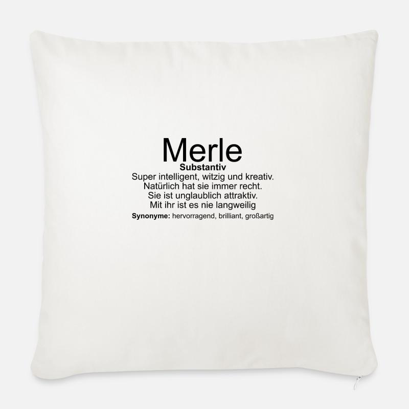 Nom Définition Merle - Housse de coussin décorative 45 x 45 cm - blanc nature