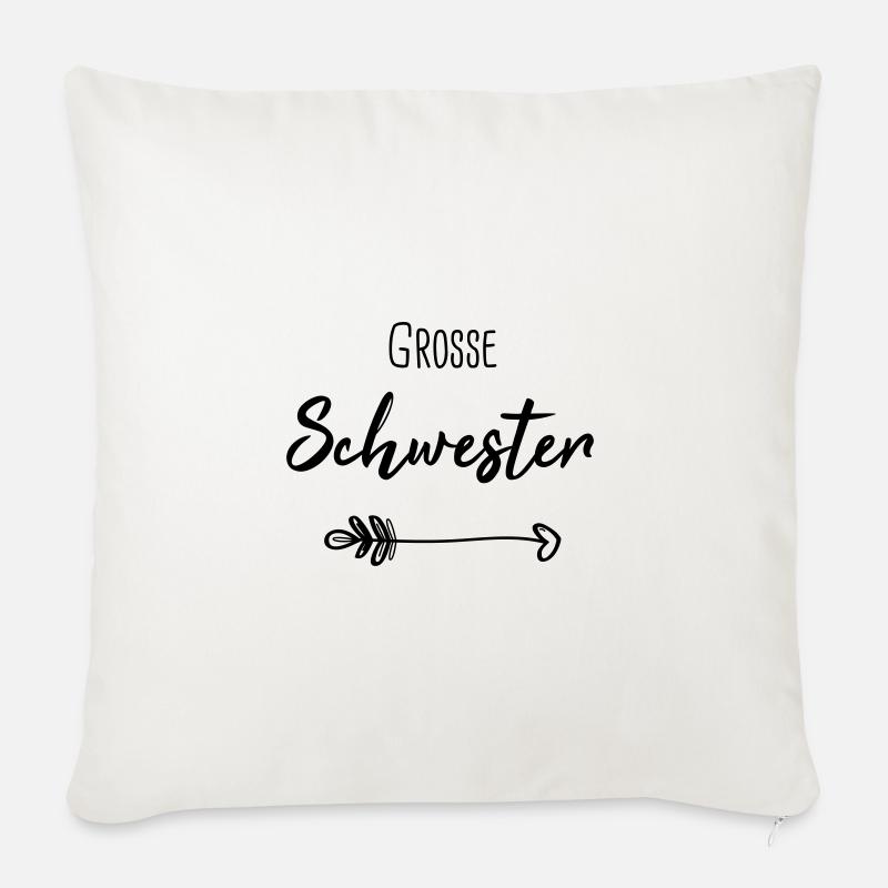 Große Schwester - Schwestern - Partnerlook - Sofakissenbezug 45 x 45 cm - Naturweiß 
