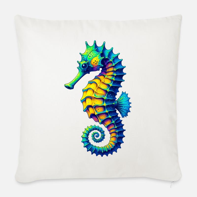 Seepferdchen - Sofakissenbezug 45 x 45 cm - Naturweiß 