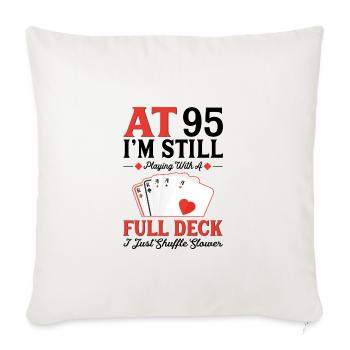 Jeux de cartes de jeu – 95e anniversaire - Housse de coussin décorative 45 x 45 cm - blanc nature - Devant