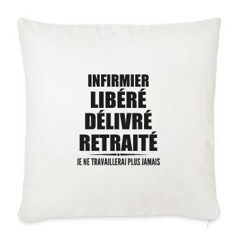 Infirmier célèbre sa retraite avec humour cadeau - Housse de coussin décorative 45 x 45 cm - blanc nature - Devant