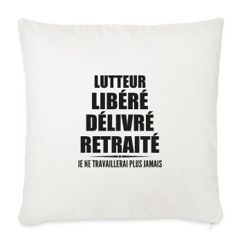 Lutteur célèbre sa retraite avec humour cadeau - Housse de coussin décorative 45 x 45 cm - blanc nature - Devant