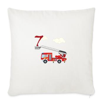 Camion de pompiers - 7e anniversaire - Housse de coussin décorative 45 x 45 cm - blanc nature - Devant