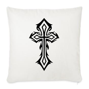 Cross, Crucifix, with thorns, gothic style. - Sofa pillowcase 17,3'' x 17,3'' (45 x 45 cm) - natural white - Front