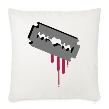 Razor blade with heart and blood - Sofa pillowcase 17,3'' x 17,3'' (45 x 45 cm) - natural white - Front