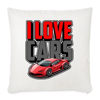 J’adore les voitures - Housse de coussin décorative 45 x 45 cm - blanc nature - Devant
