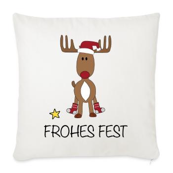 Frohes Fest - Sofakissenbezug 45 x 45 cm - Naturweiß  - Vorne
