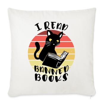 I read banned books Cat - Sofa pillowcase 17,3'' x 17,3'' (45 x 45 cm) - natural white - Front