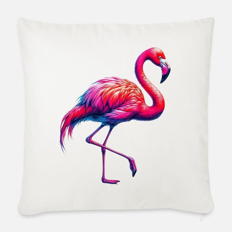 Flamingo - Sofakissenbezug 45 x 45 cm - Naturweiß 