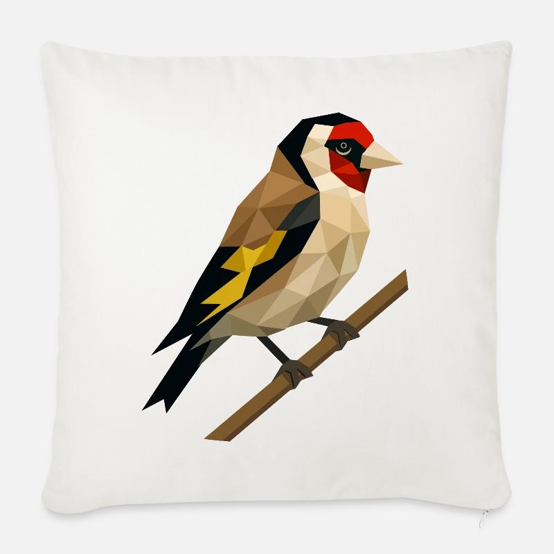 Polygonaler Distelfink – Geometrische Eleganz - Sofakissenbezug 45 x 45 cm - Naturweiß 