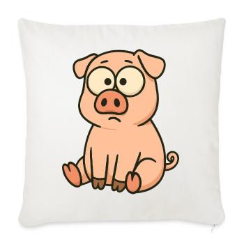 Süßes Cartoon Schwein lustig verwirrt Clumsy - Sofakissenbezug 45 x 45 cm - Naturweiß  - Vorne