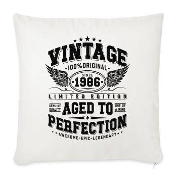Vintage, 1986, Rétro, Vintage, Cadeau d’anniversaire - Housse de coussin décorative 45 x 45 cm - blanc nature - Devant