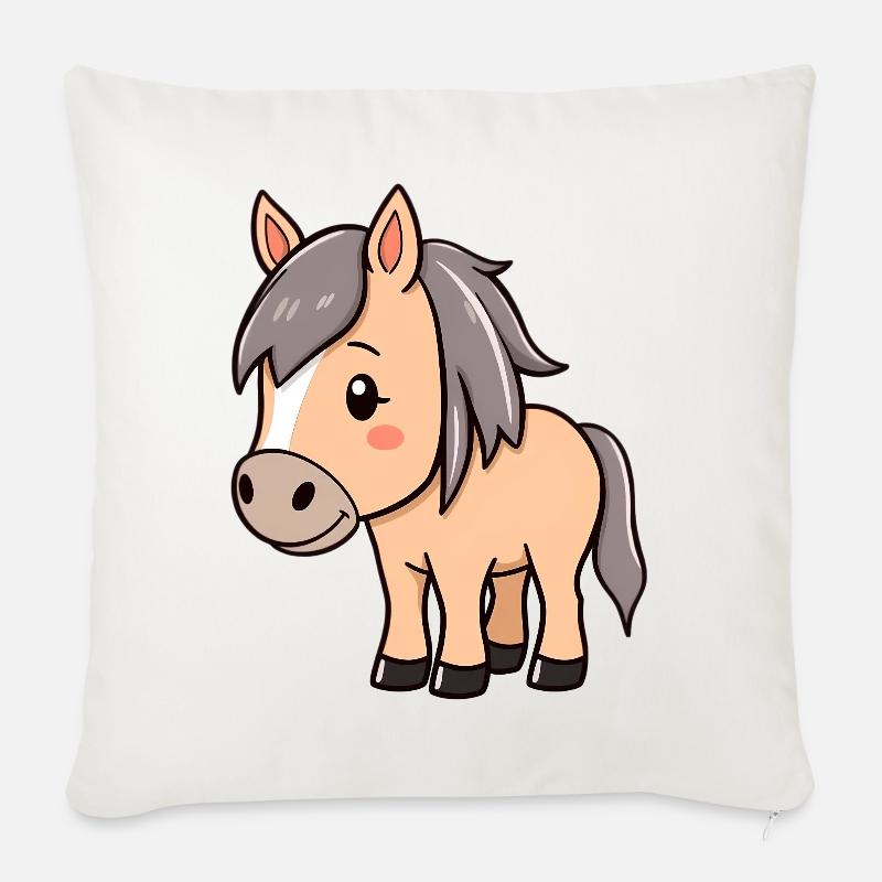 Islandpferd Isländer Pferd - Sofakissenbezug 45 x 45 cm - Naturweiß 