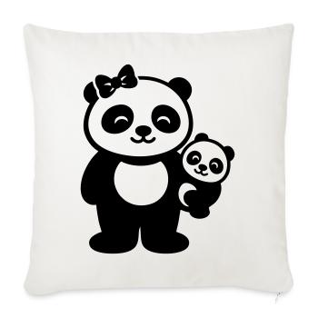 Maman Panda avec cadeau familial bébé - Housse de coussin décorative 45 x 45 cm - blanc nature - Devant