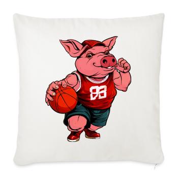Joueur de basket Piggy / Cochon de basket - Housse de coussin décorative 45 x 45 cm - blanc nature - Devant