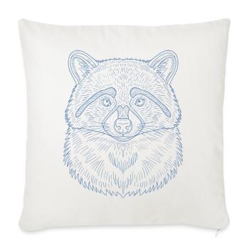 Silhouette minimaliste de tête de raton laveur - Housse de coussin décorative 45 x 45 cm - blanc nature - Devant
