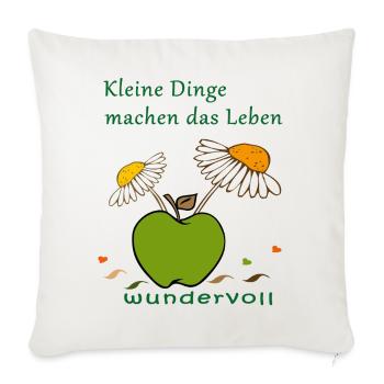 Apfel mit Kamellenblüten - Sofakissenbezug 45 x 45 cm - Naturweiß  - Vorne