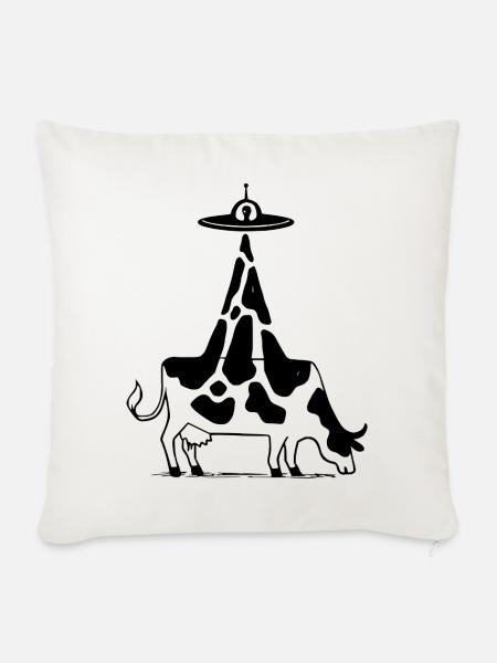 Alien Kuh UFO Vintage - Sofakissenbezug 45 x 45 cm - Naturweiß