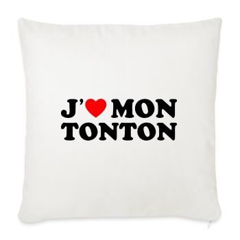 J'aime Mon Tonton Cadeau Oncle Coeur Rouge - Housse de coussin décorative 45 x 45 cm - blanc nature - Devant