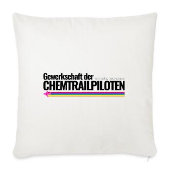 Mimikama Crew Gewerkschaft der Chemtrailpiloten - Sofakissenbezug 45 x 45 cm - Naturweiß  - Vorne