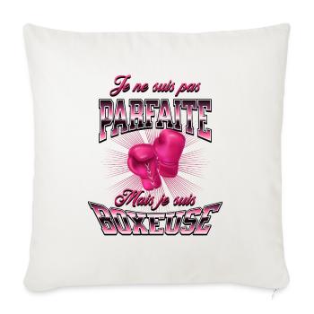 Boxe féminine, cadeau original pour boxeuse - Housse de coussin décorative 45 x 45 cm - blanc nature - Devant