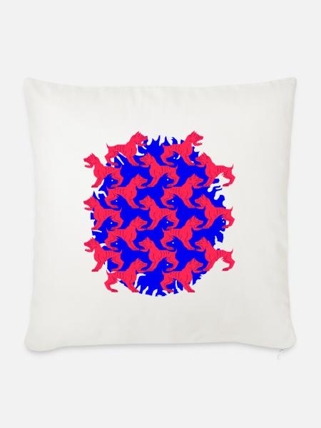 blue and red Dog - Sofakissenbezug 45 x 45 cm - Naturweiß