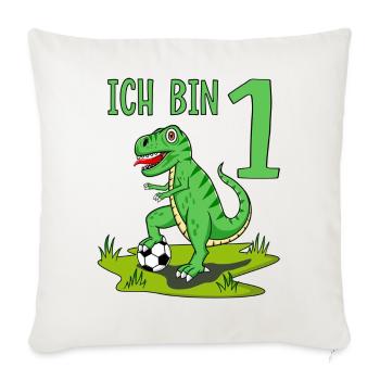 Dinosaur Rex Football 1 Birthday - Sofa pillowcase 17,3'' x 17,3'' (45 x 45 cm) - natural white - Front