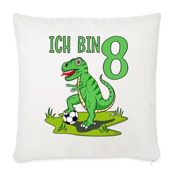 dinosaure rex football 8 anniversaire - Housse de coussin décorative 45 x 45 cm - blanc nature - Devant