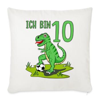 Dinosaur Rex Football 10 Birthday - Sofa pillowcase 17,3'' x 17,3'' (45 x 45 cm) - natural white - Front