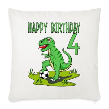 Dinosaur Rex Football 4 Happy Birthday Green - Sofa pillowcase 17,3'' x 17,3'' (45 x 45 cm) - natural white - Front