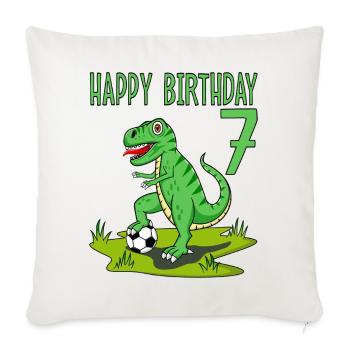 dinosaure rex football 7 joyeux anniversaire vert - Housse de coussin décorative 45 x 45 cm - blanc nature - Devant
