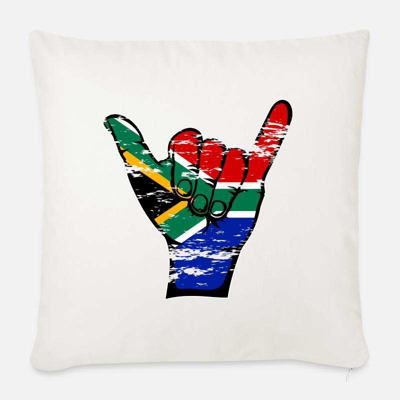 Drapeau de l’Afrique du Sud Symbole de surf utilisé - Housse de coussin décorative 45 x 45 cm - blanc nature