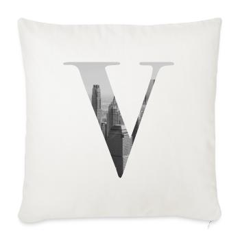 Lettre V de New York - Housse de coussin décorative 45 x 45 cm - blanc nature - Devant
