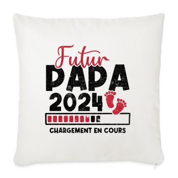 Futur papa 2024 chargement en cours - Housse de coussin décorative 45 x 45 cm - blanc nature - Devant