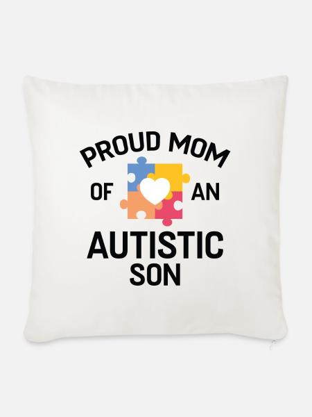Stolze Mutter eines autistischen Sohnes - Sofakissenbezug 45 x 45 cm - Naturweiß 