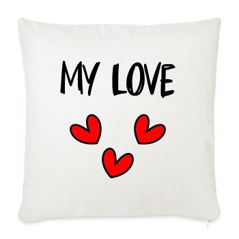 VALENTINE'S DAY. Bachelorette party. I LOVE YOU. I LOVE YOU. LOVE - Sofa pillowcase 17,3'' x 17,3'' (45 x 45 cm) - natural white - Front