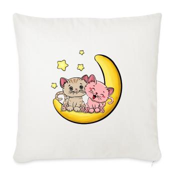 Cat love to the moon - Sofa pillowcase 17,3'' x 17,3'' (45 x 45 cm) - natural white - Front