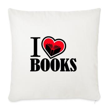 J'aime les livres et la lecture - Housse de coussin décorative 45 x 45 cm - blanc nature - Devant