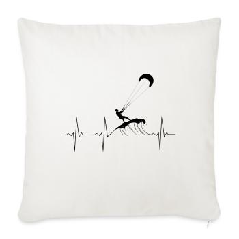Kitesurf EKG Heartbeat Heartbeat - Housse de coussin décorative 45 x 45 cm - blanc nature - Devant